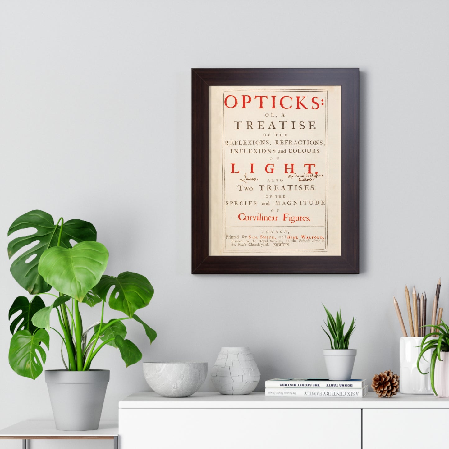 Newton's Opticks Framed Poster: Halley's Gift