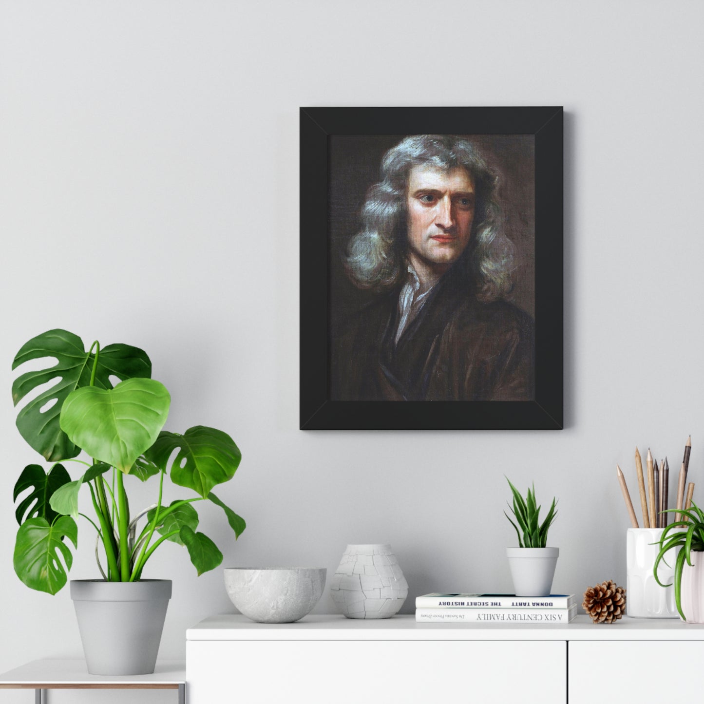 Framed Portrait of Isaac Newton by Godfrey Kneller