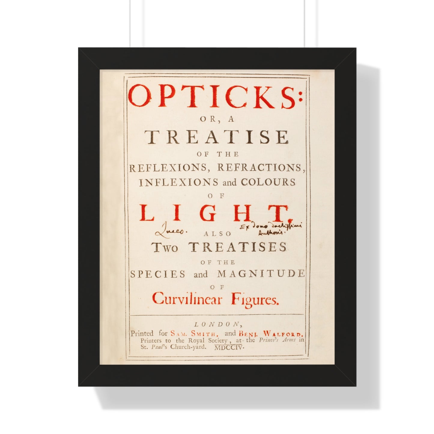 Newton's Opticks Framed Poster: Halley's Gift