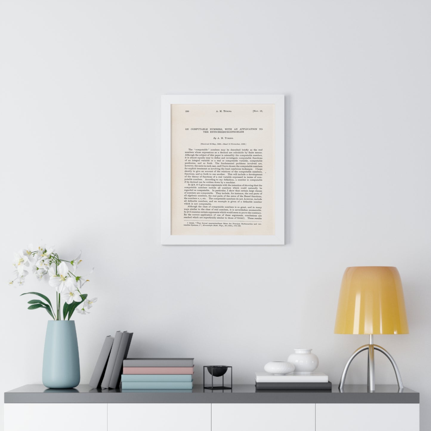 Alan Turing: On Computable Numbers Framed Poster