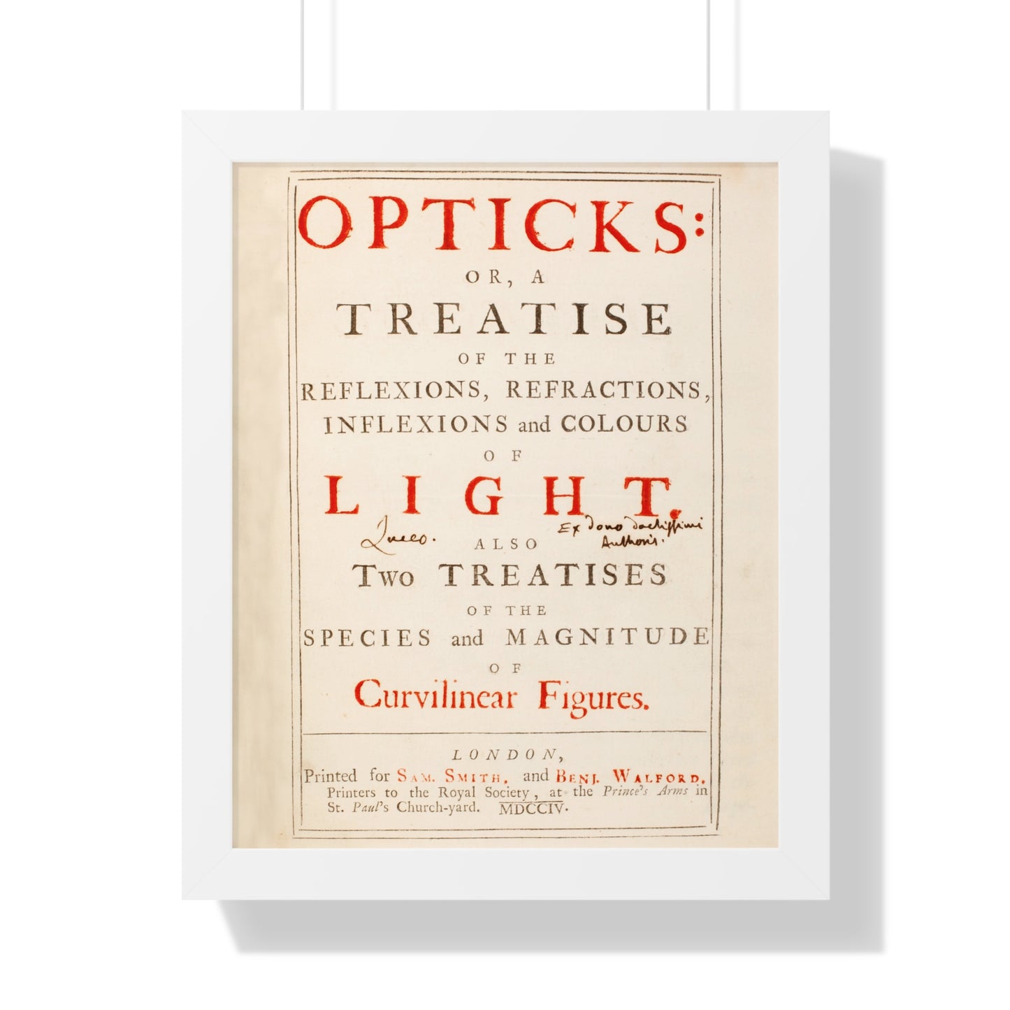 Newton's Opticks Framed Poster: Halley's Gift