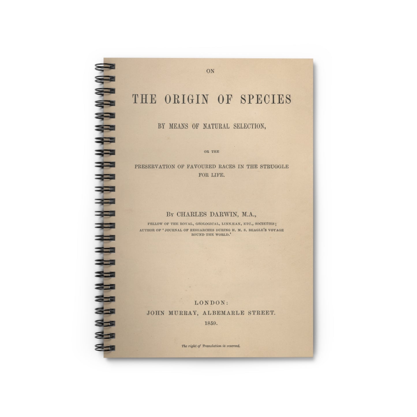 Darwin's Origin of Species Spiral Notebook