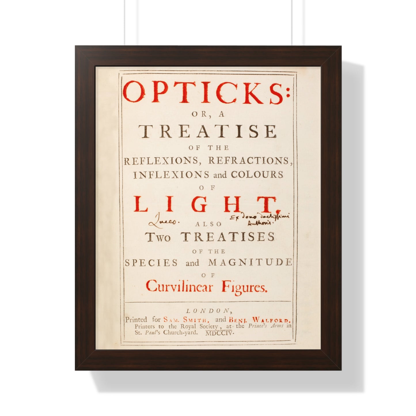 Newton's Opticks Framed Poster: Halley's Gift