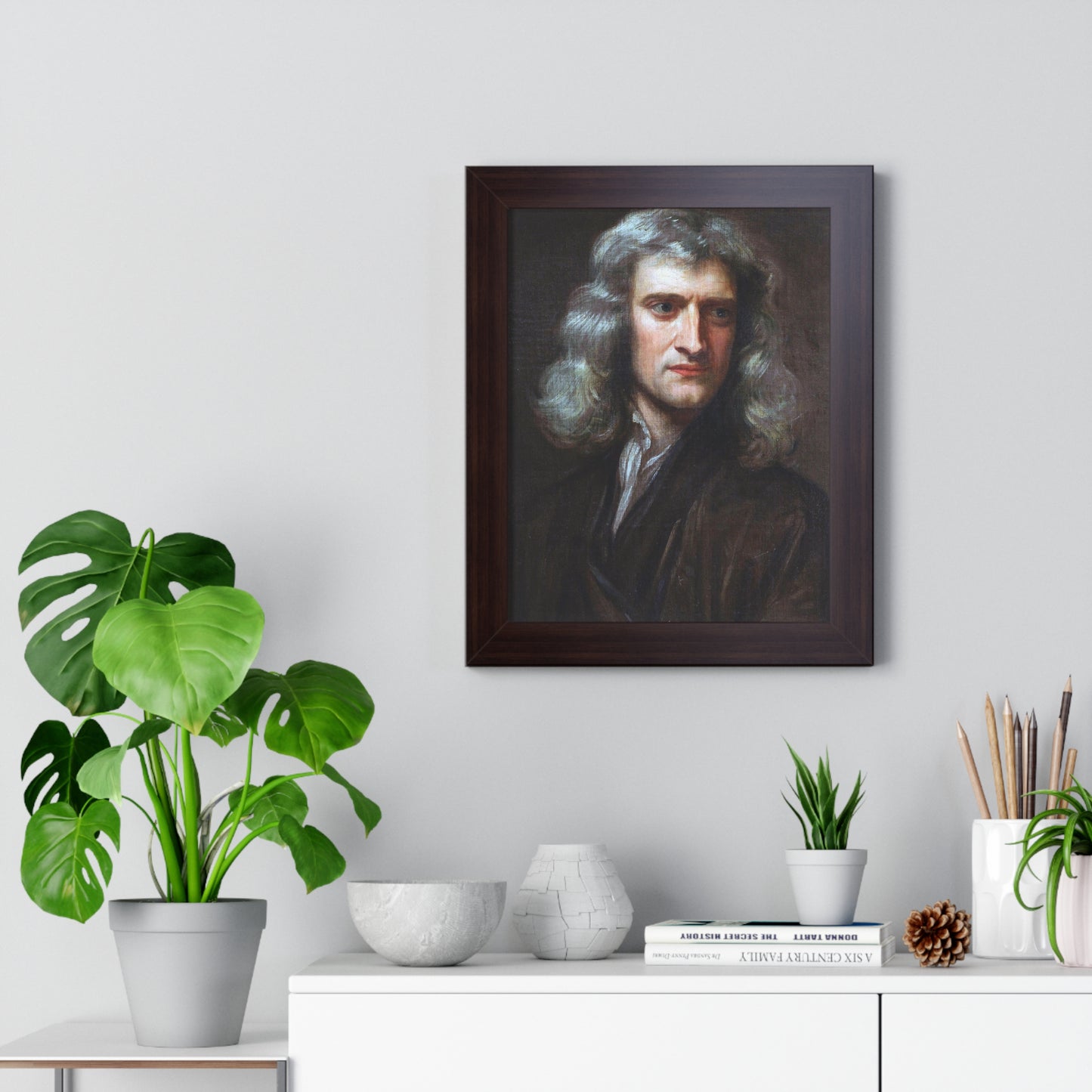 Framed Portrait of Isaac Newton by Godfrey Kneller