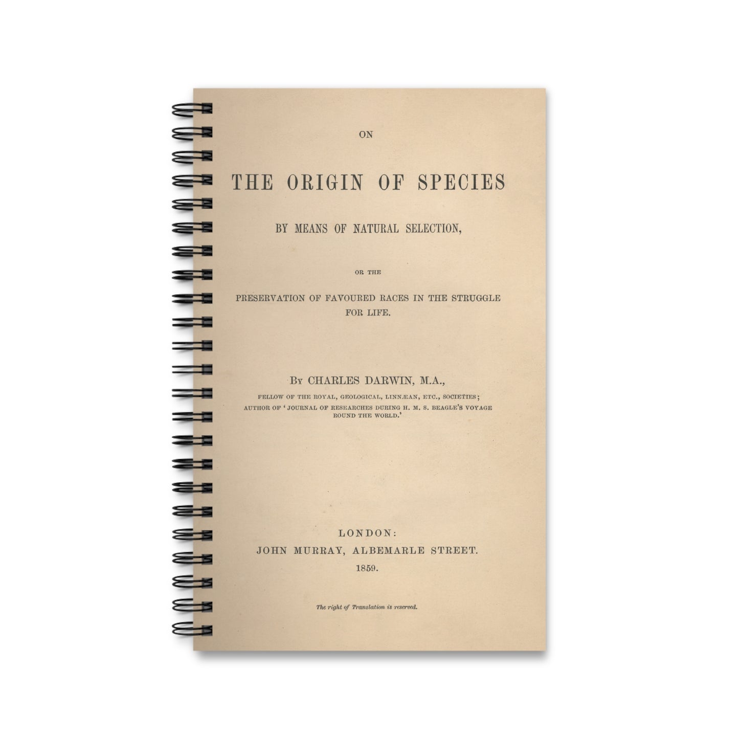 Darwin's 'Origin of Species' Spiral Journal