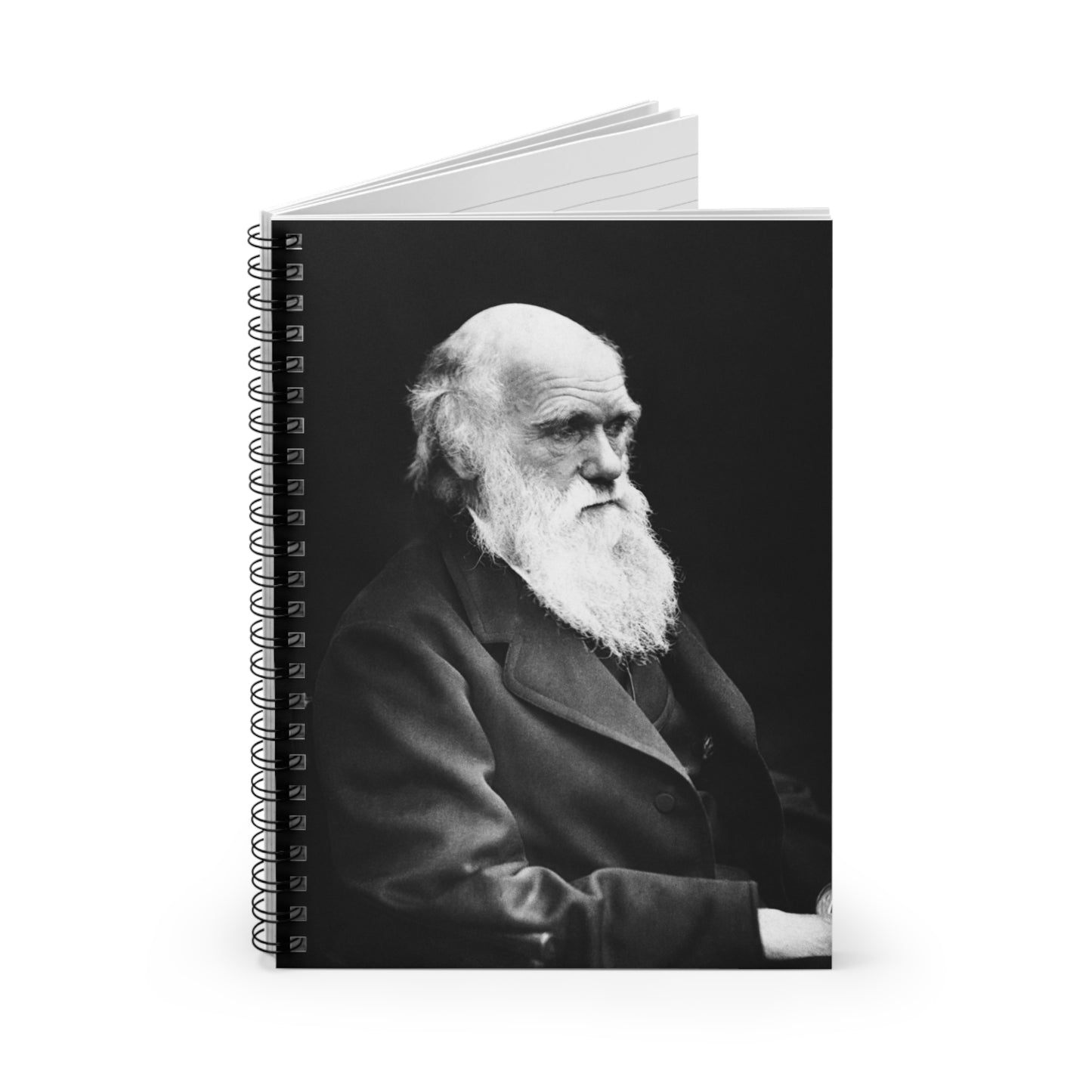 Charles Darwin Portrait Ruled Line Spiral Notebook