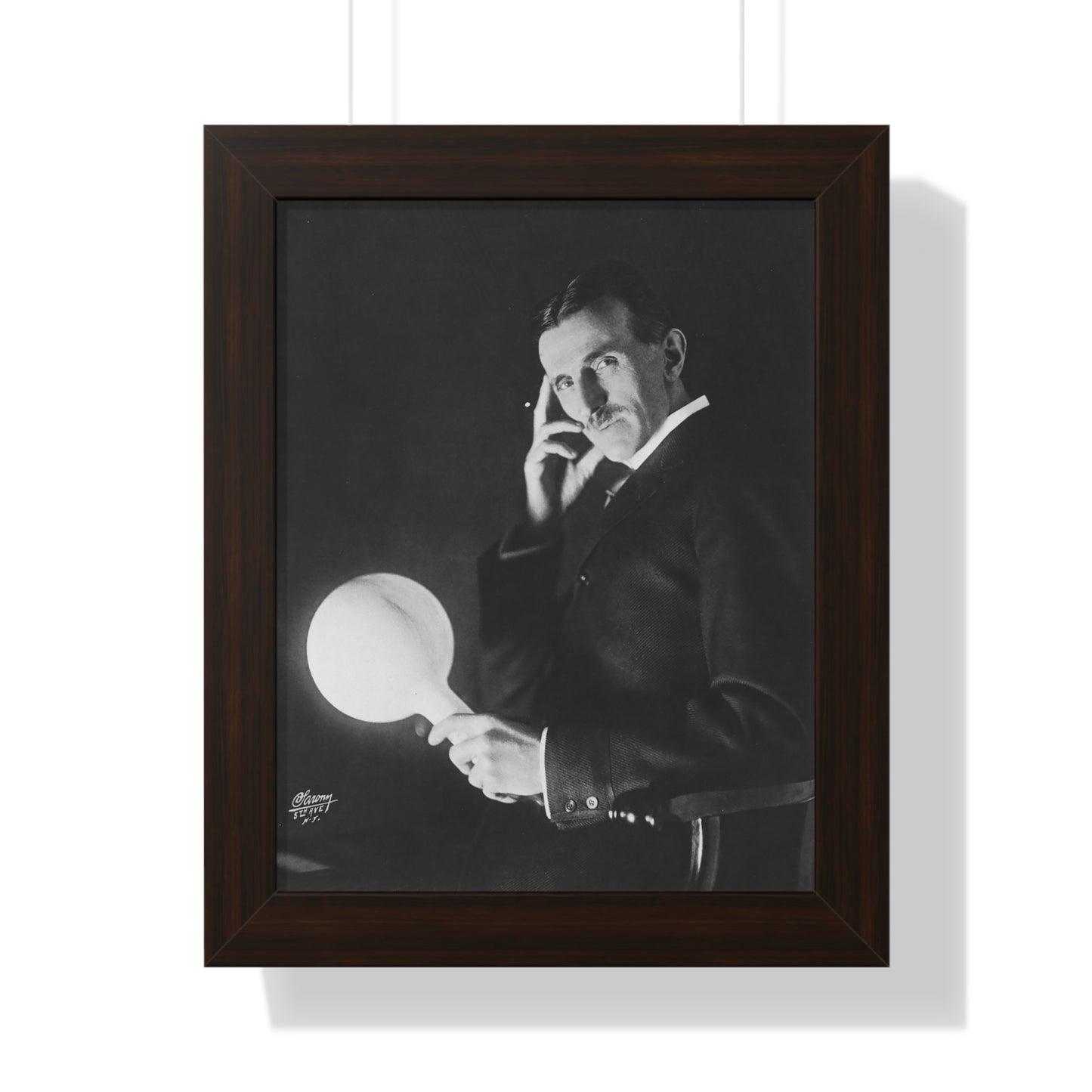 Nikola Tesla Portrait Framed Premium Poster