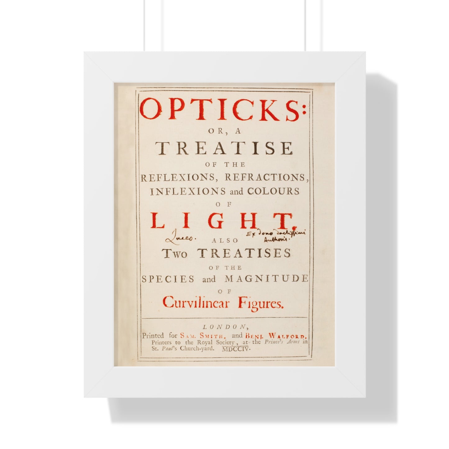 Newton's Opticks Framed Poster: Halley's Gift