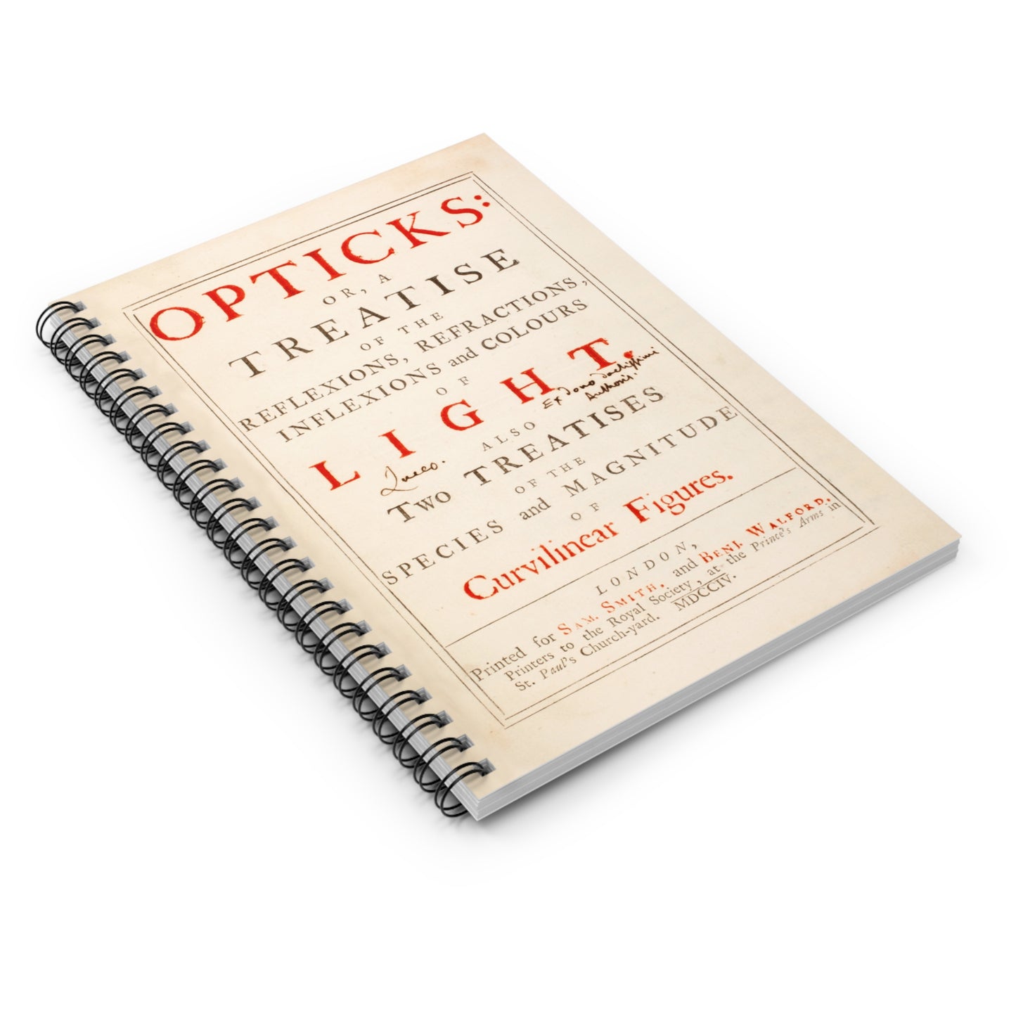 Newton's Opticks Halley Gift Spiral Notebook