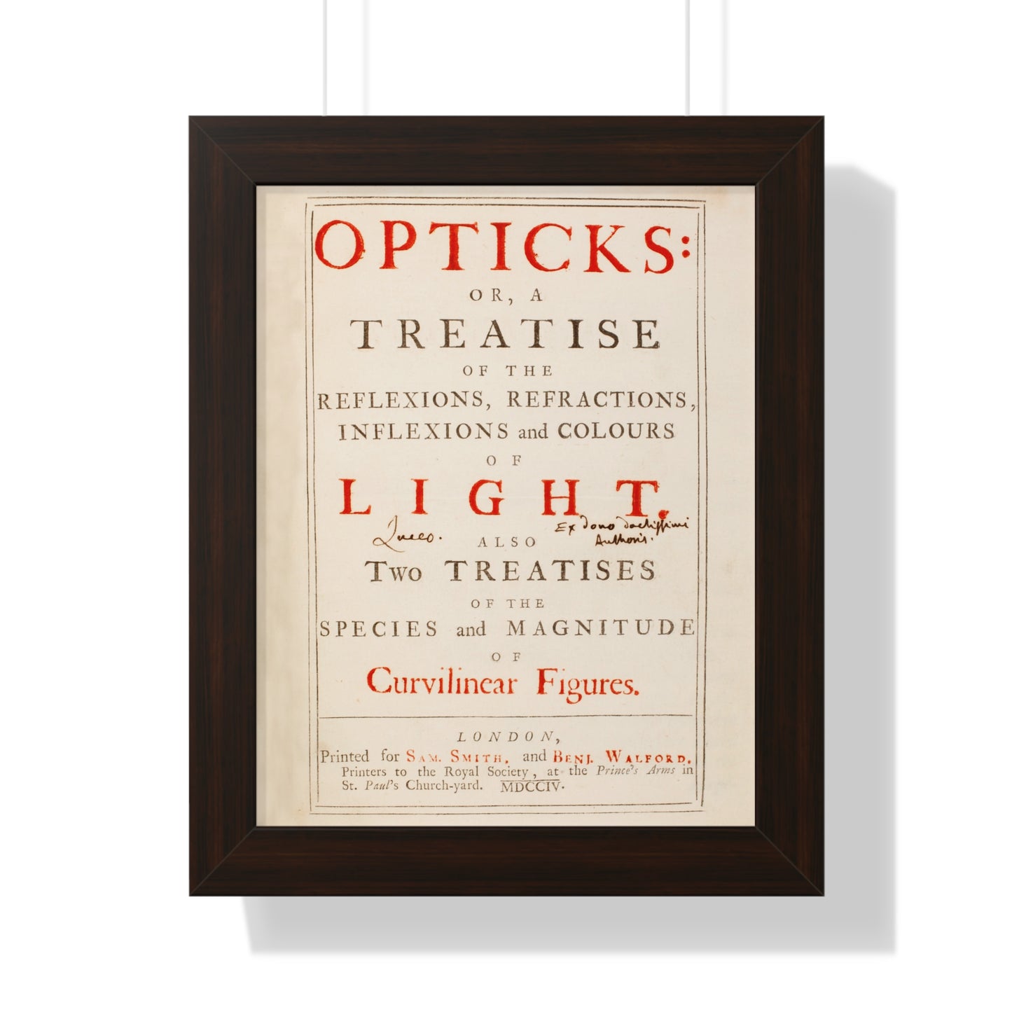 Newton's Opticks Framed Poster: Halley's Gift