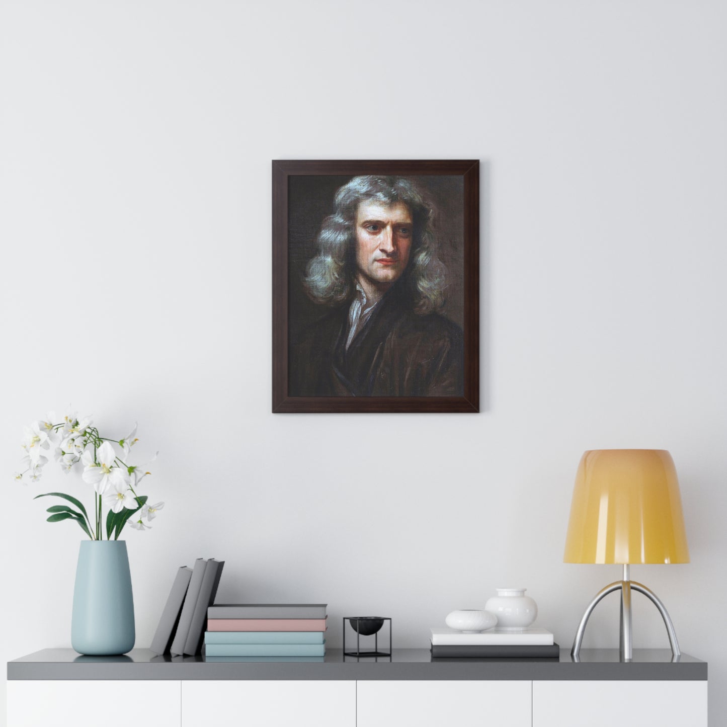 Framed Portrait of Isaac Newton by Godfrey Kneller