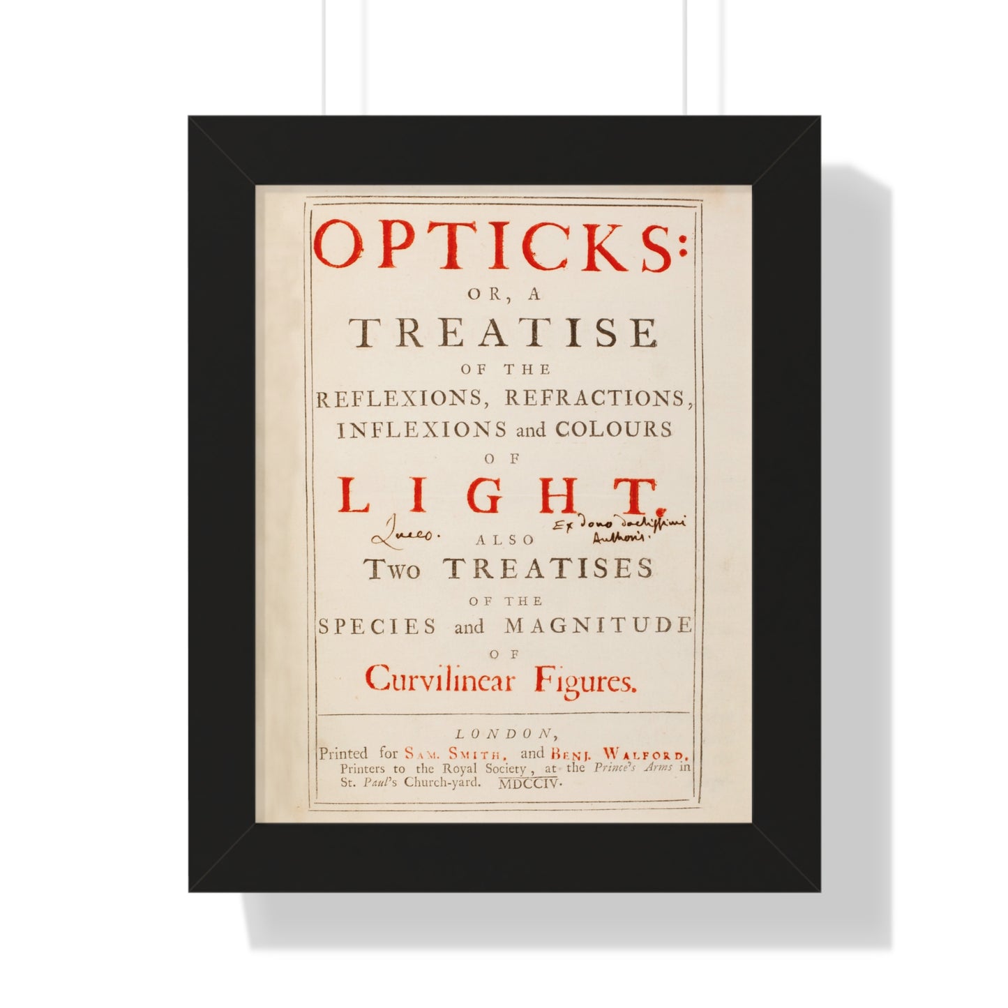 Newton's Opticks Framed Poster: Halley's Gift