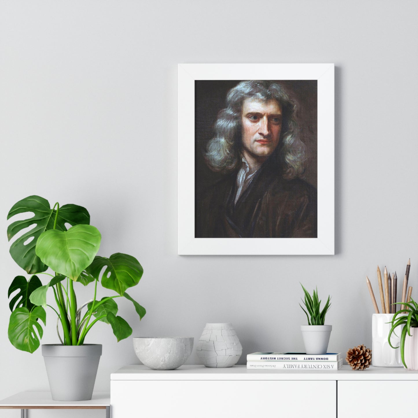 Framed Portrait of Isaac Newton by Godfrey Kneller