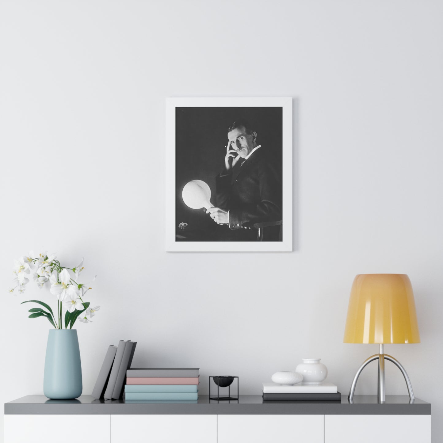 Nikola Tesla Portrait Framed Premium Poster