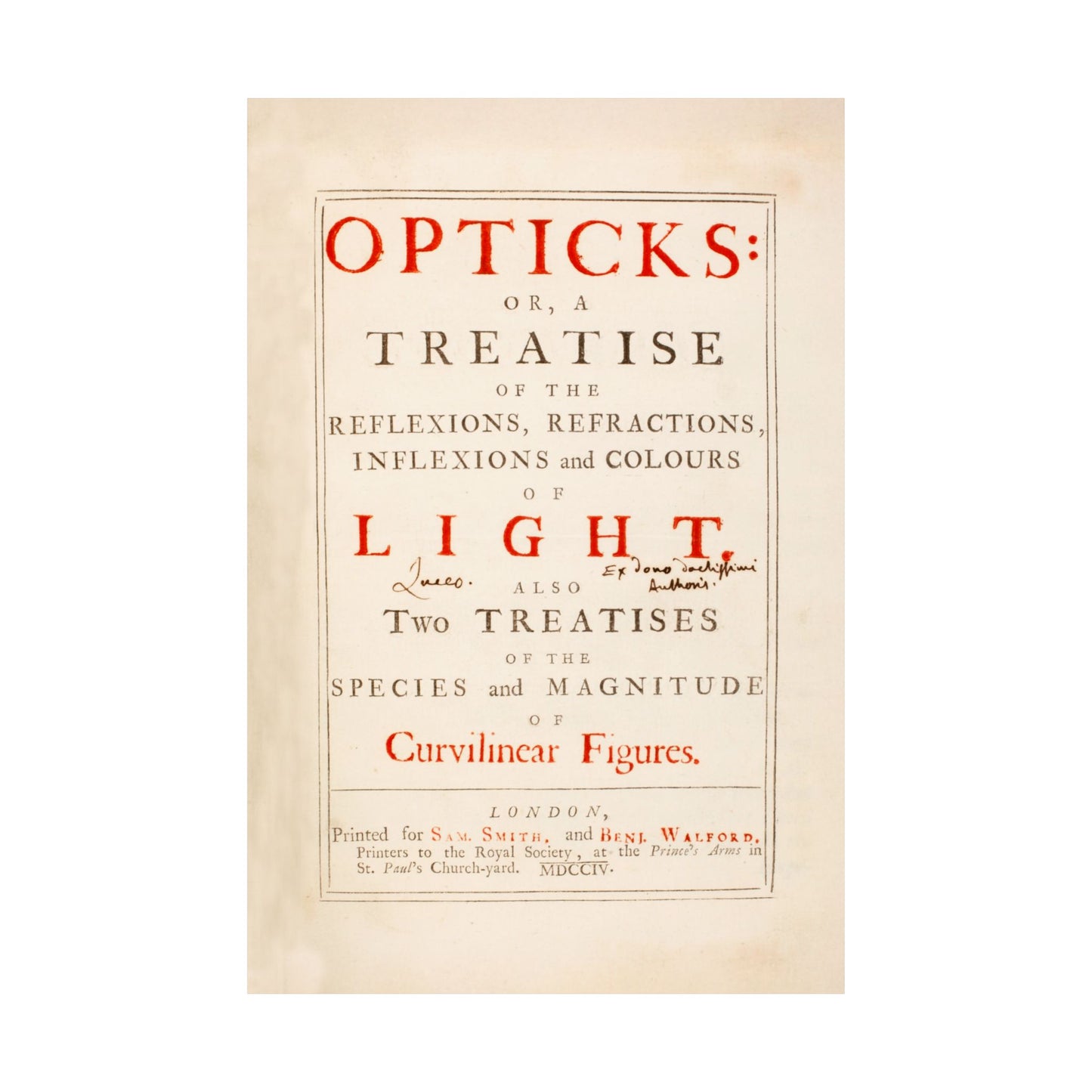 Newton's Opticks Halley Gift - Matte Vertical Poster