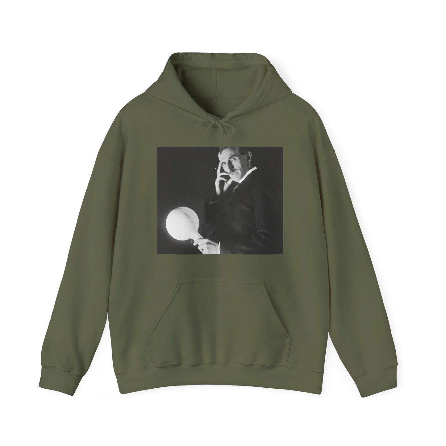 Tesla Portrait Heavy Blend Unisex Hooded Sweatshirt