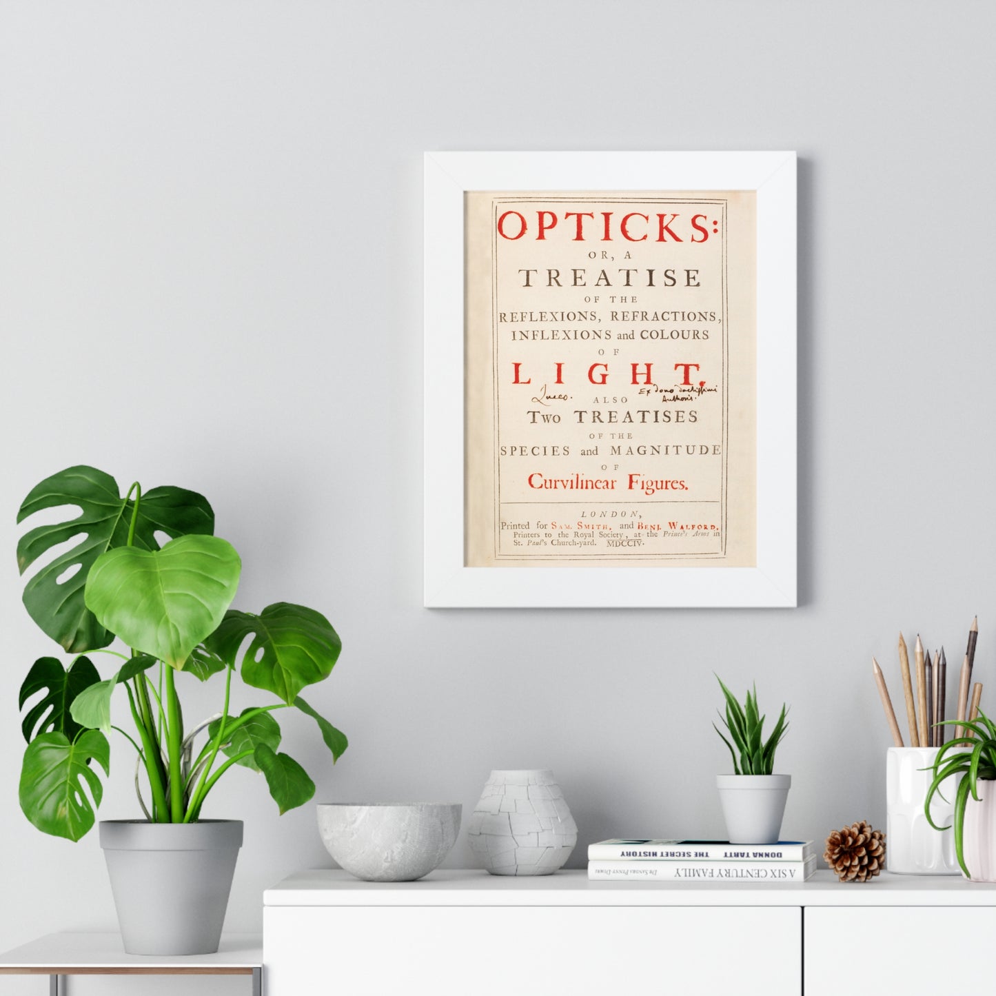 Newton's Opticks Framed Poster: Halley's Gift